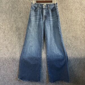 MOTHER Wide-Leg Flare Jeans in Medium Blue Denim